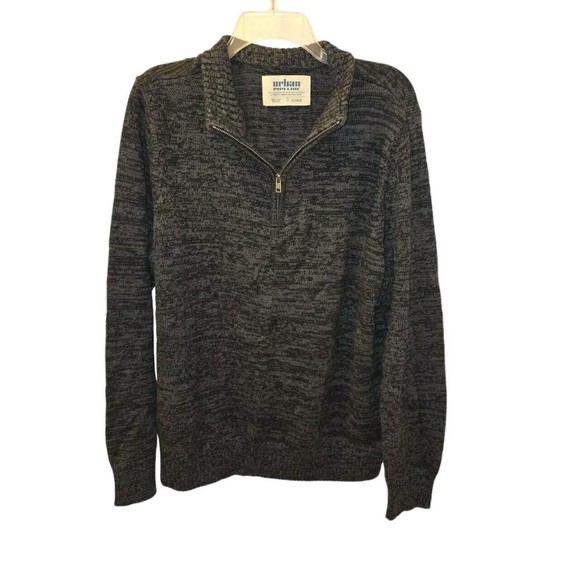 Men’s Urban Pipeline Black Gray Knit 1/4 Zip Pullover Sweater Sz X-Large - Picture 1 of 12